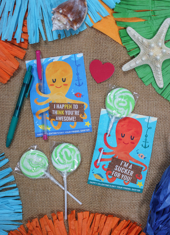 Octopus Kids Classroom Valentine