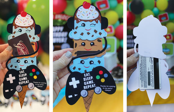 Gamer Party Favor Ice Cream Gift Card Holder