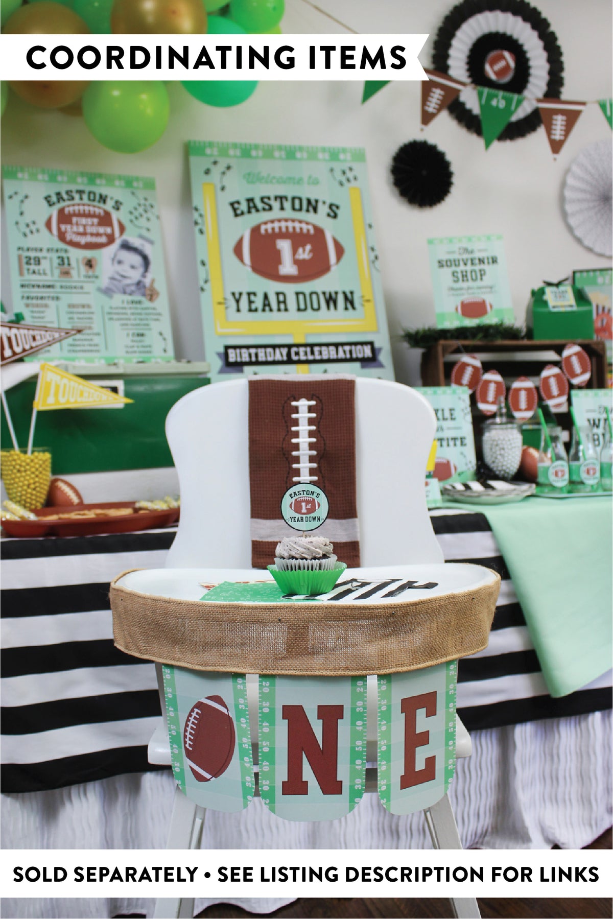 Football 1st Birthday Photo Poster: 12 Month Picture Display