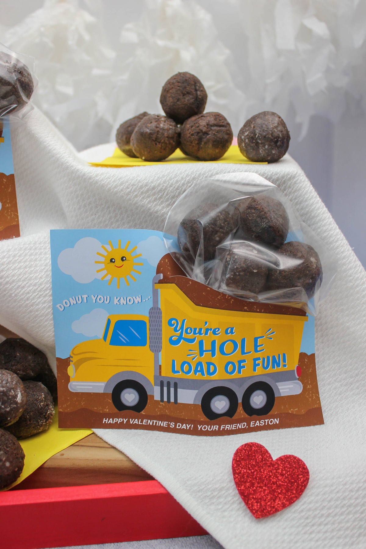 Dump Truck Donut Hole Kids Valentine