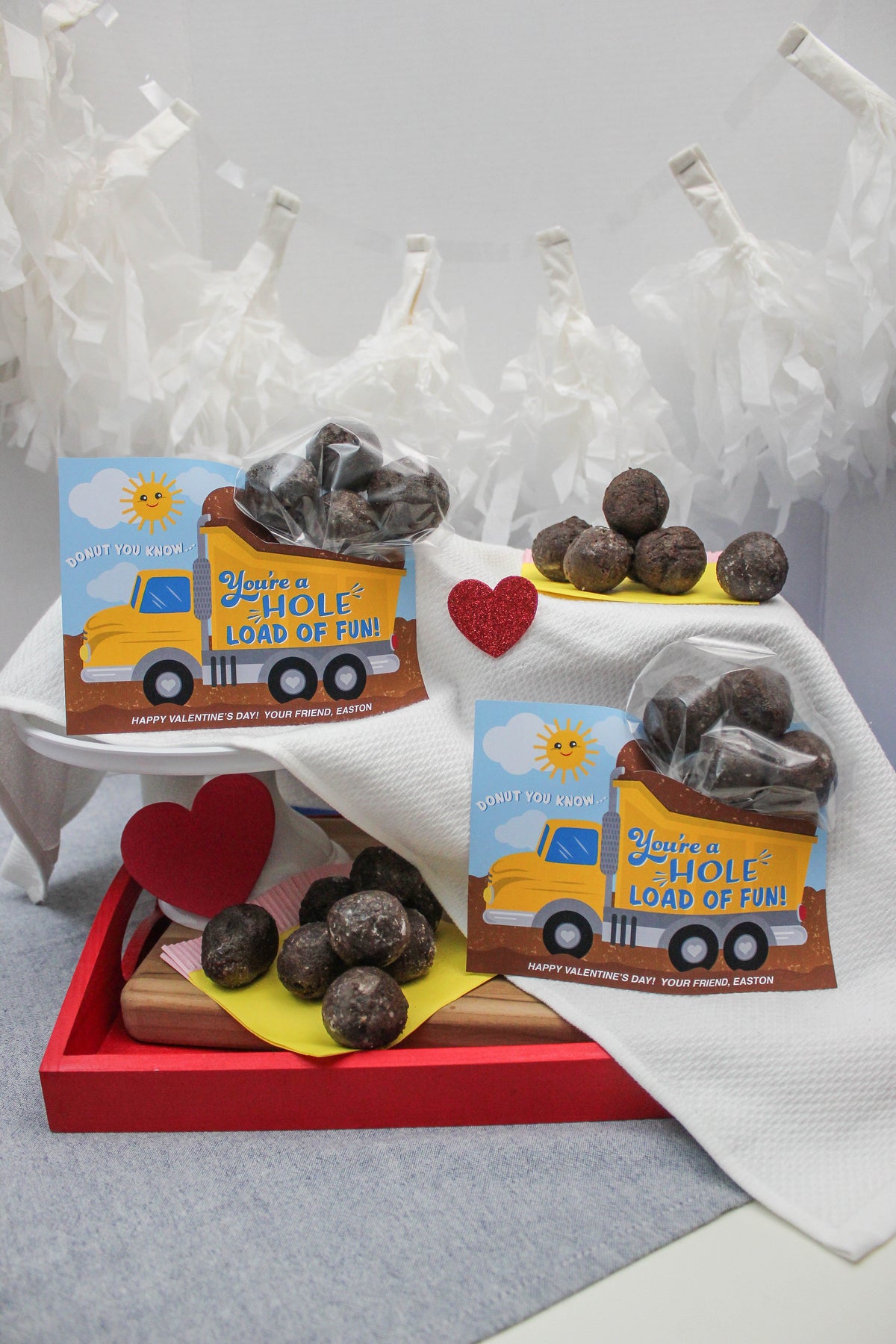 Dump Truck Donut Hole Kids Valentine