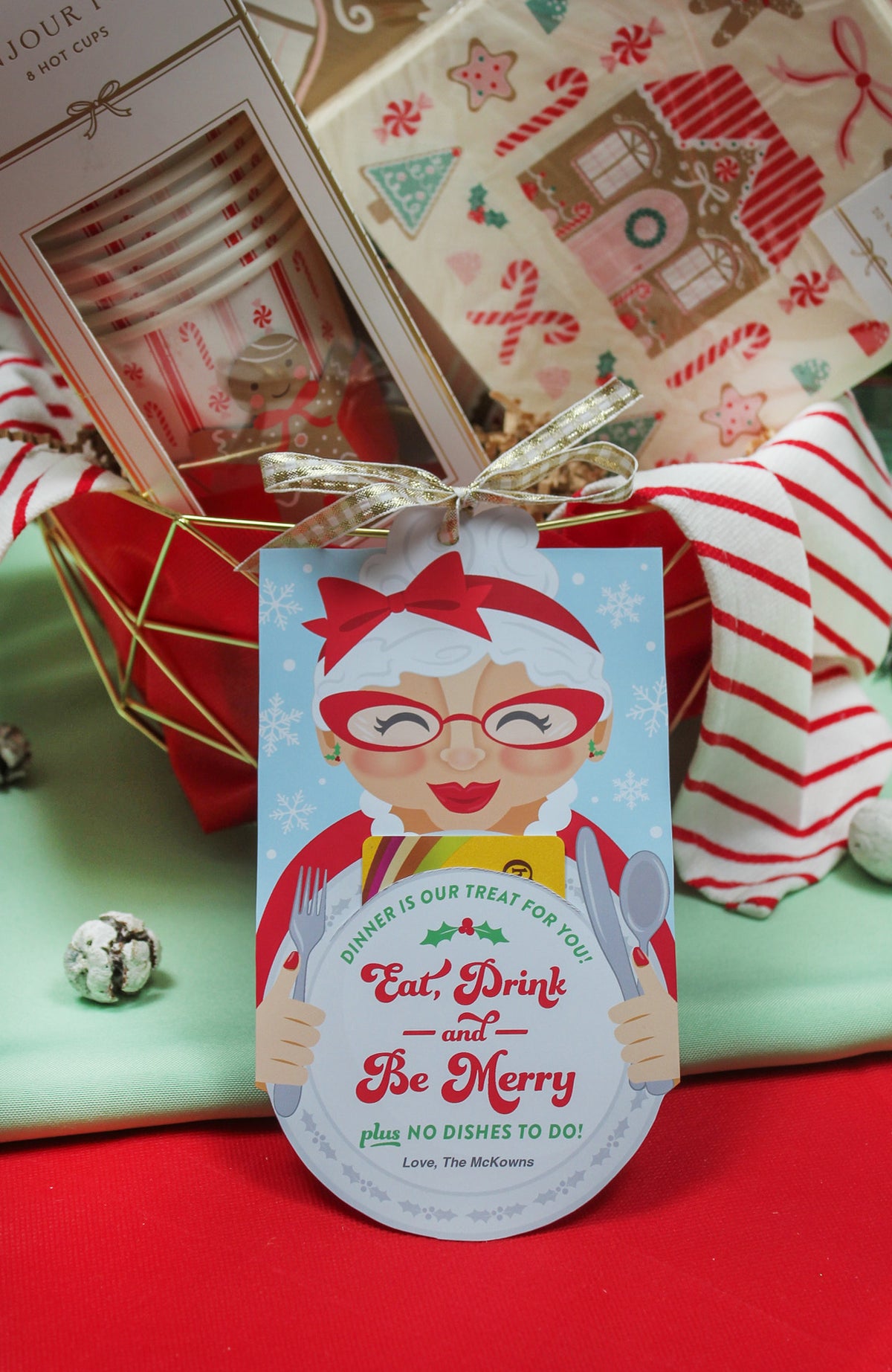 Christmas Dinner and Dishes Gift Tag