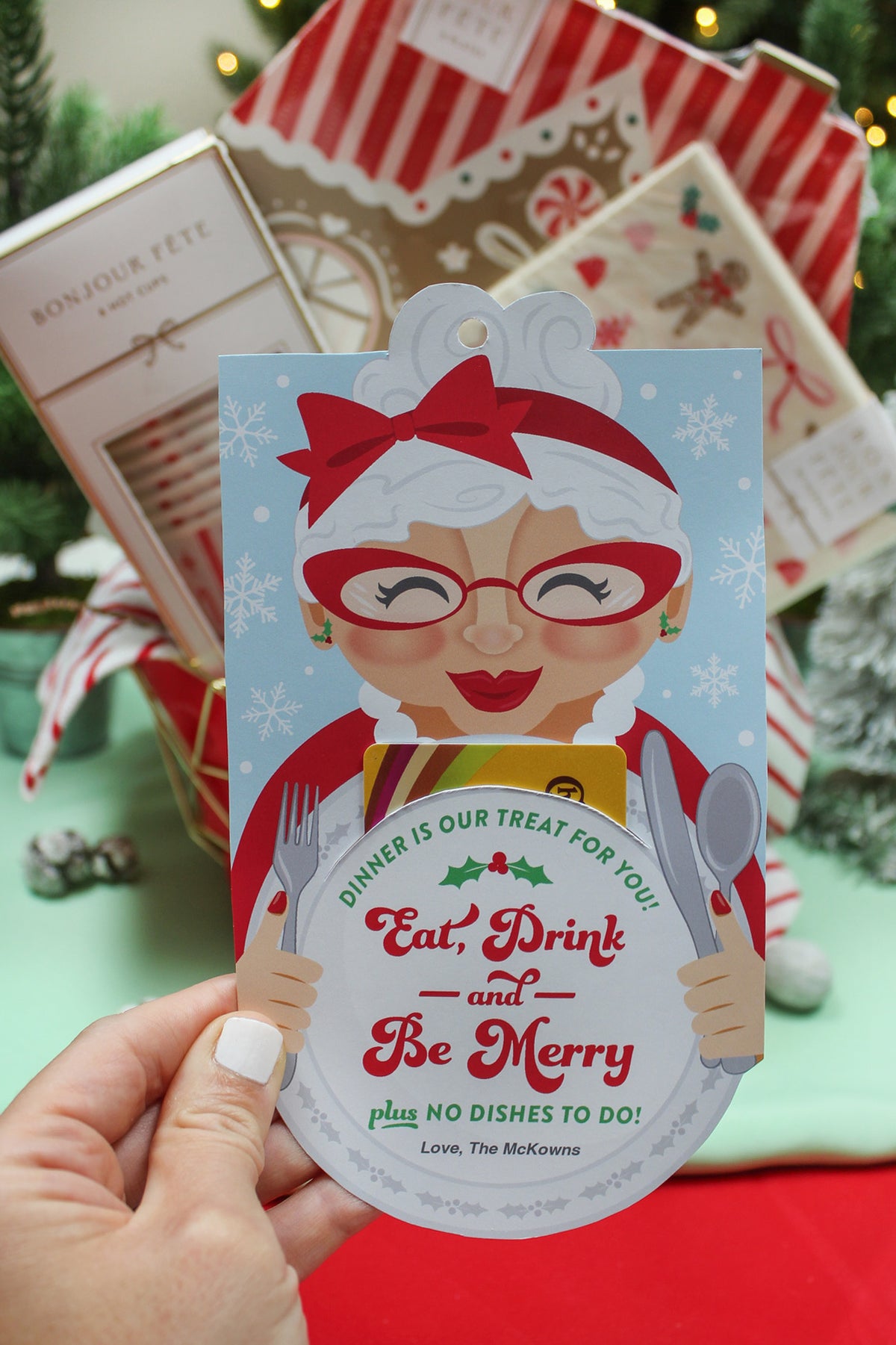 Christmas Dinner and Dishes Gift Tag