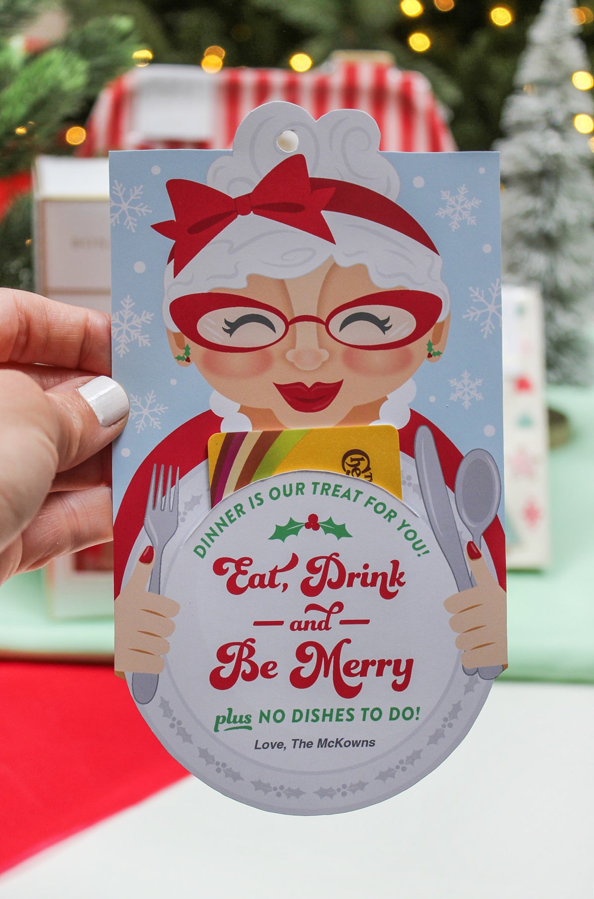 Christmas Dinner and Dishes Gift Tag