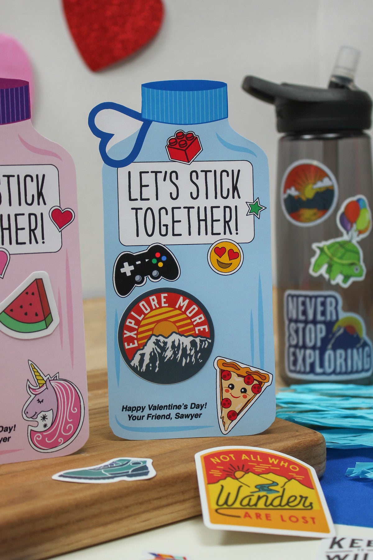 Water Bottle Sticker Kids Valentine