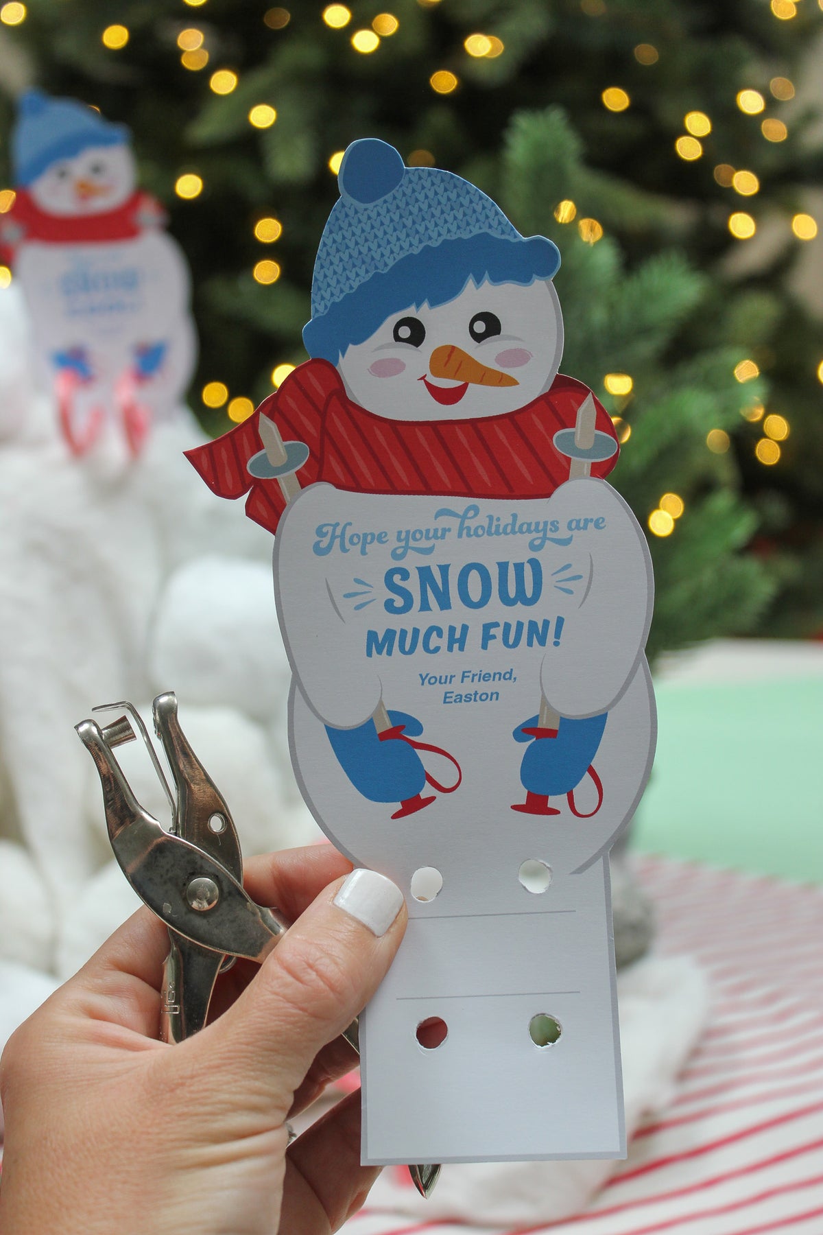 Skiing Snowmen Candy Cane Christmas Treats