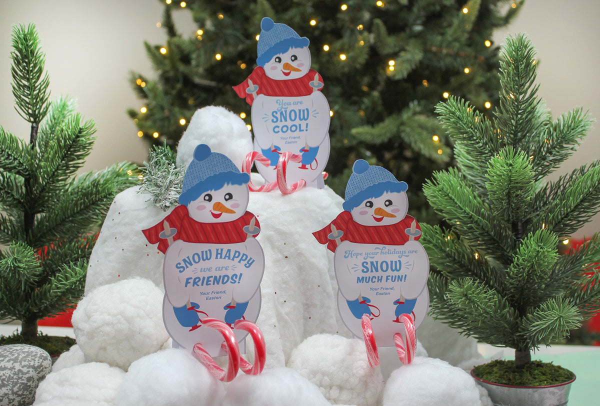 Skiing Snowmen Candy Cane Christmas Treats