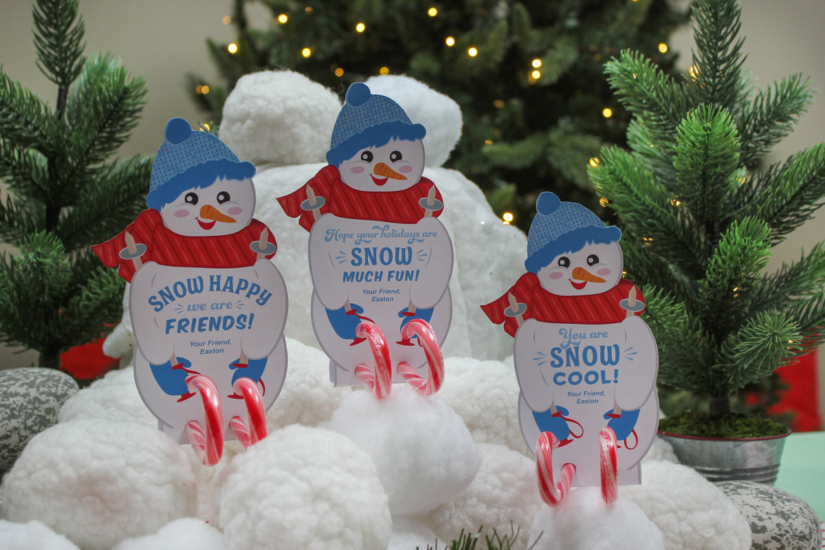 Skiing Snowmen Candy Cane Christmas Treats