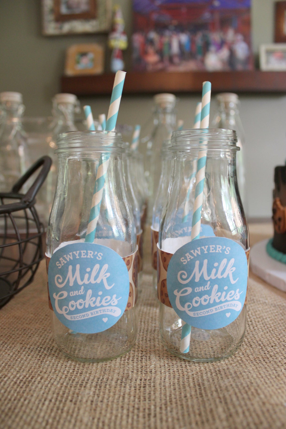 Milk and Cookies Party Bottle Labels and Cookie Signs