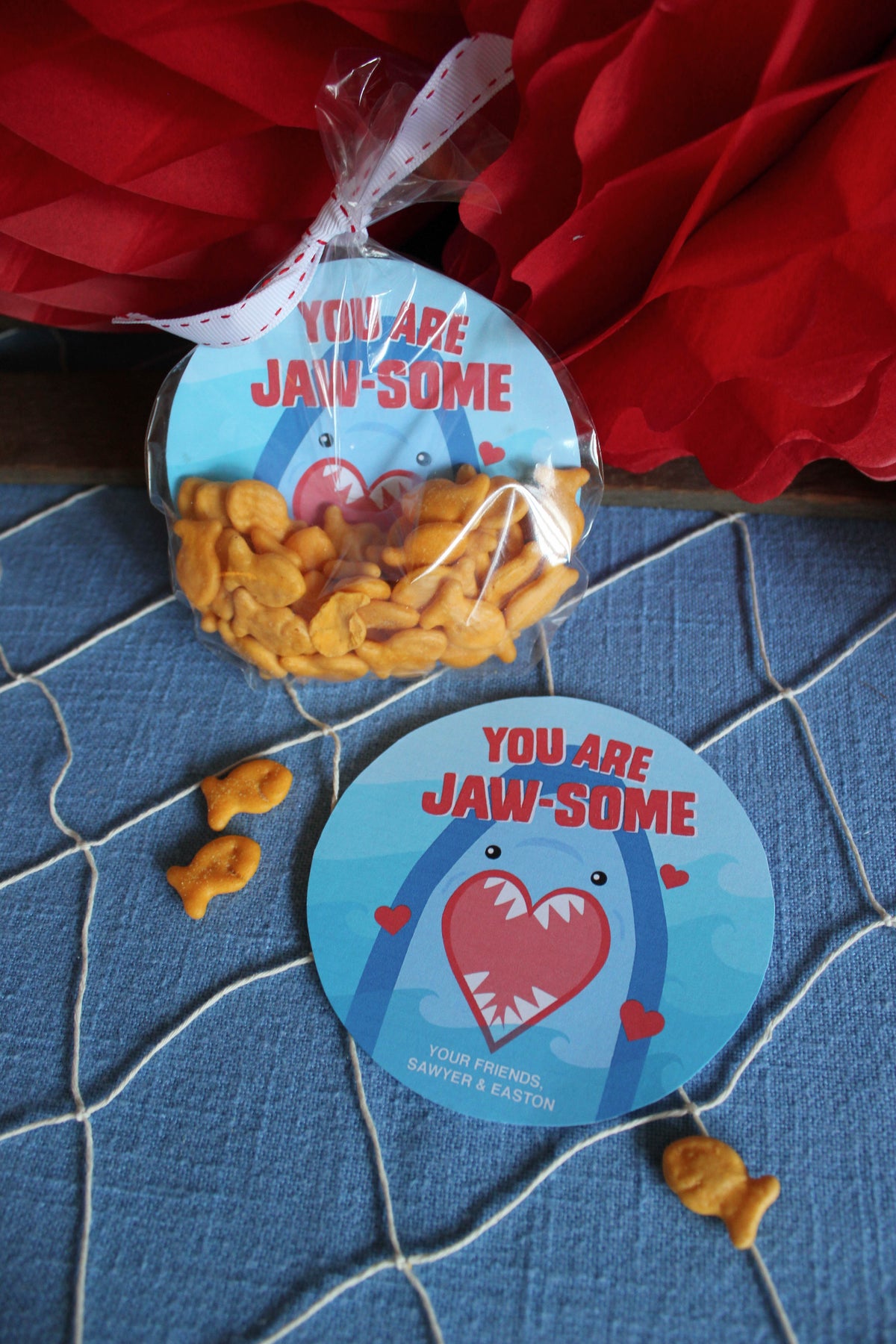 “You Are Jaw-some” Shark Kids Valentine