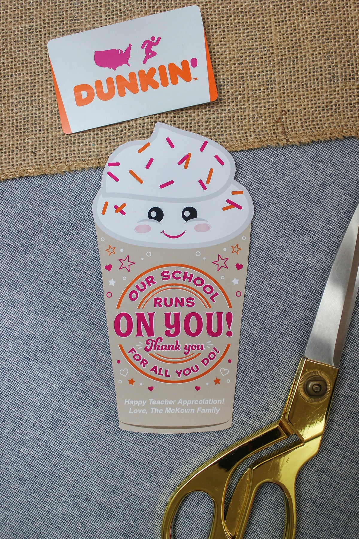 “Our School Runs on You” Teacher Coffee Gift Card Holder