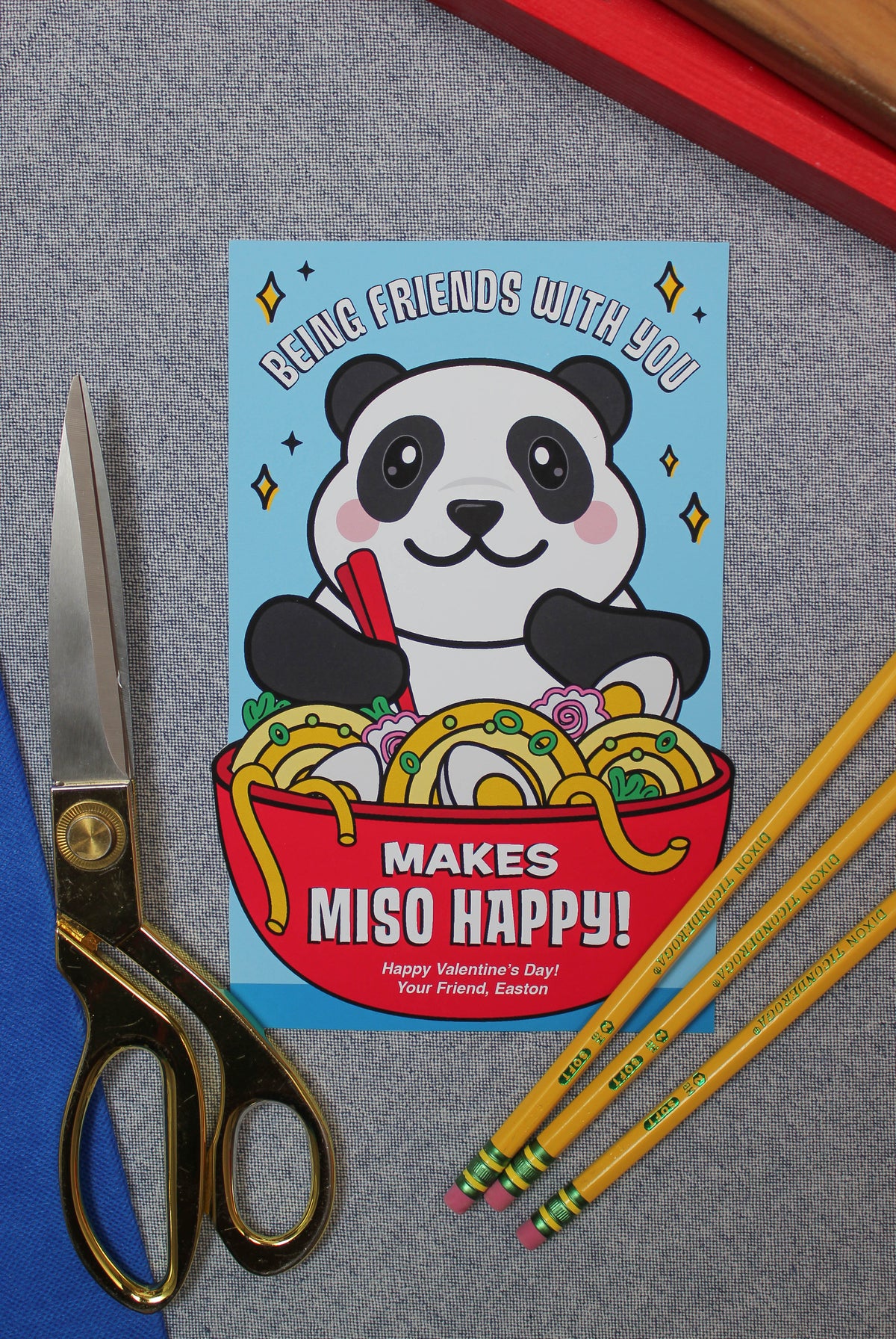 Panda Ramen Noodle Pencil Kids Valentine