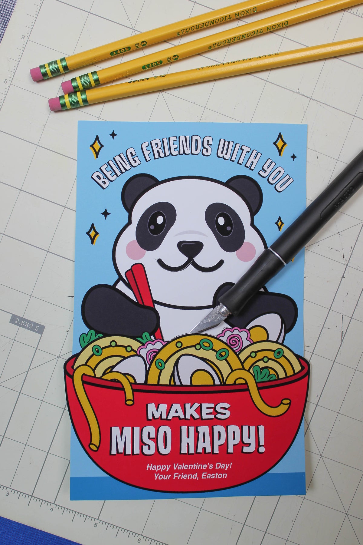 Panda Ramen Noodle Pencil Kids Valentine