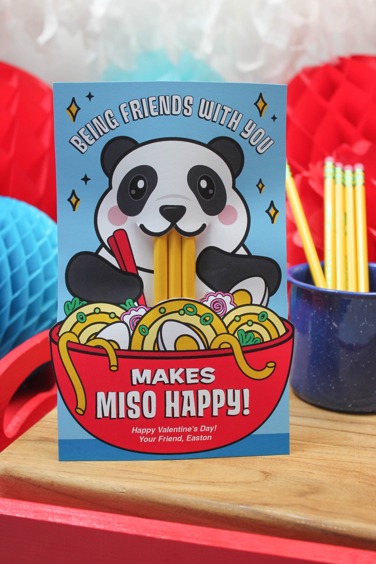 Panda Ramen Noodle Pencil Kids Valentine