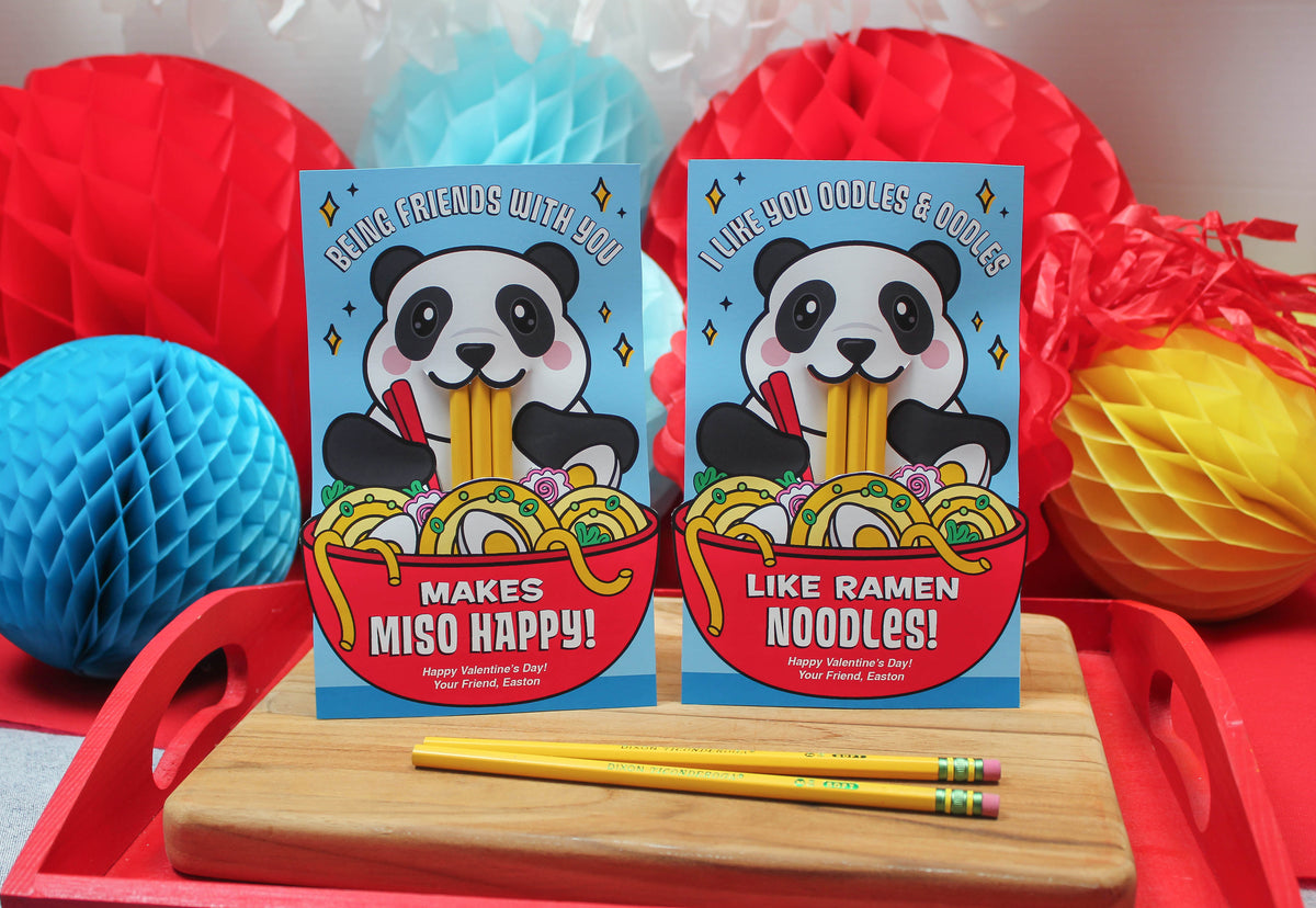 Panda Ramen Noodle Pencil Kids Valentine