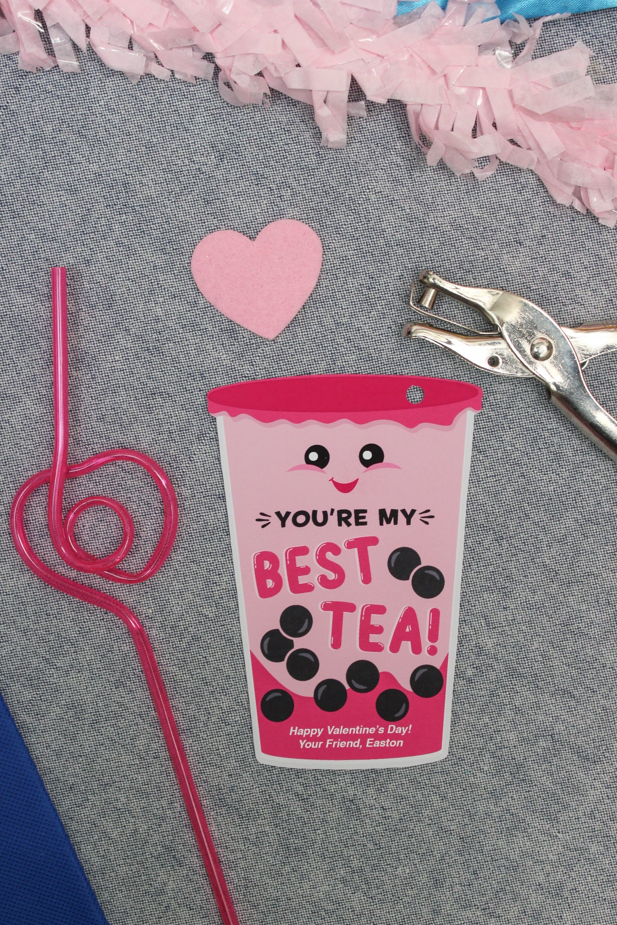 "You're My Best Tea" Bubble Tea Kids Valentine