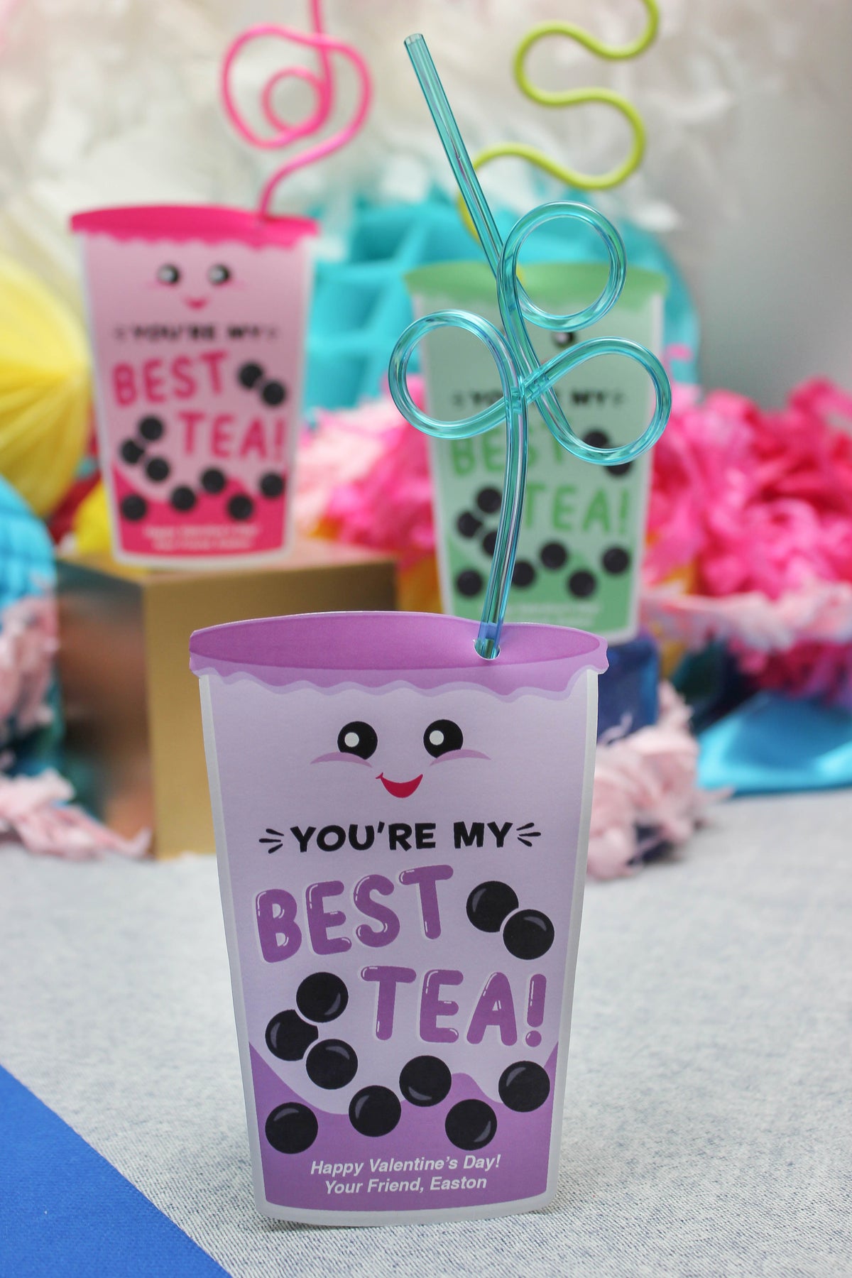 "You're My Best Tea" Bubble Tea Kids Valentine