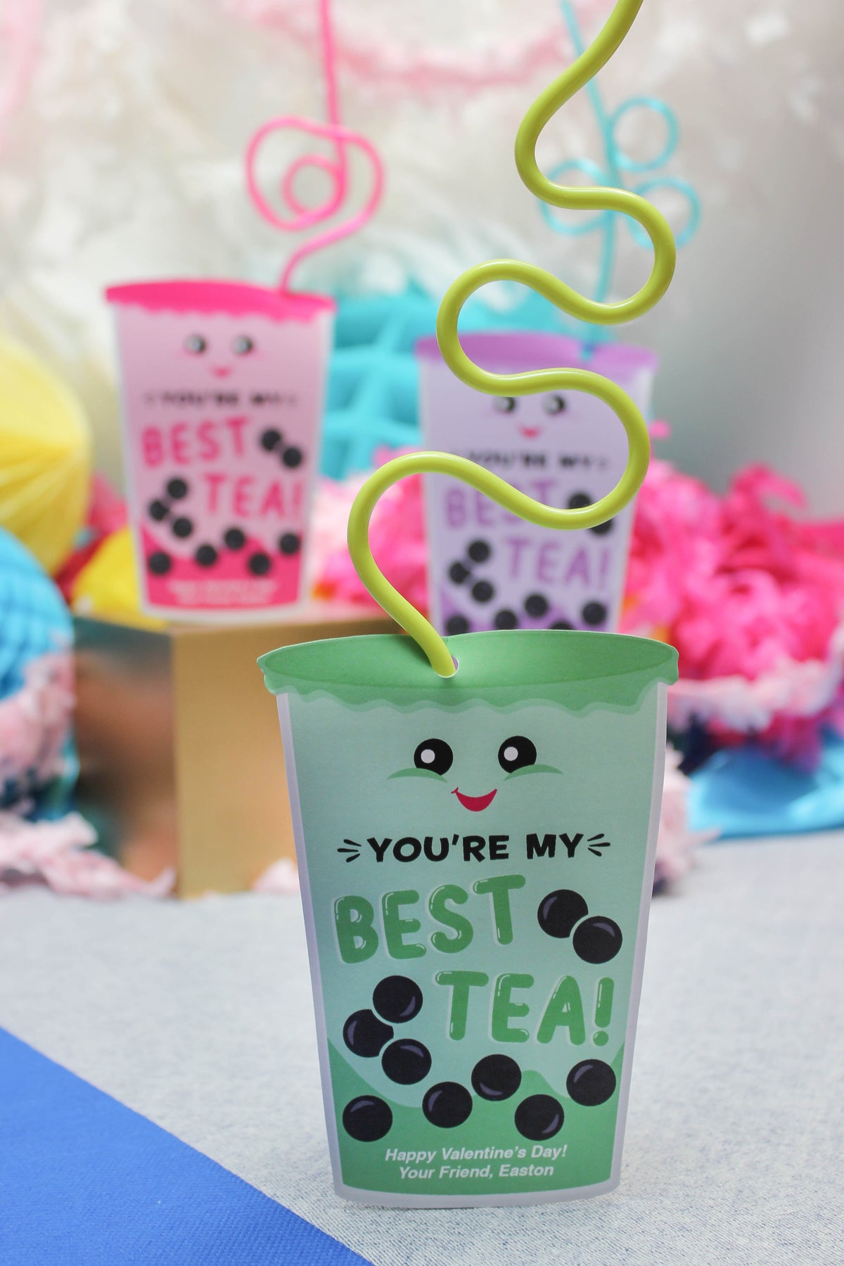 "You're My Best Tea" Bubble Tea Kids Valentine