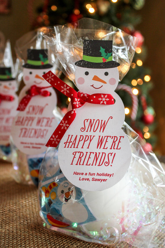 “Snow Happy We're Friends” Snowman Gift Tags