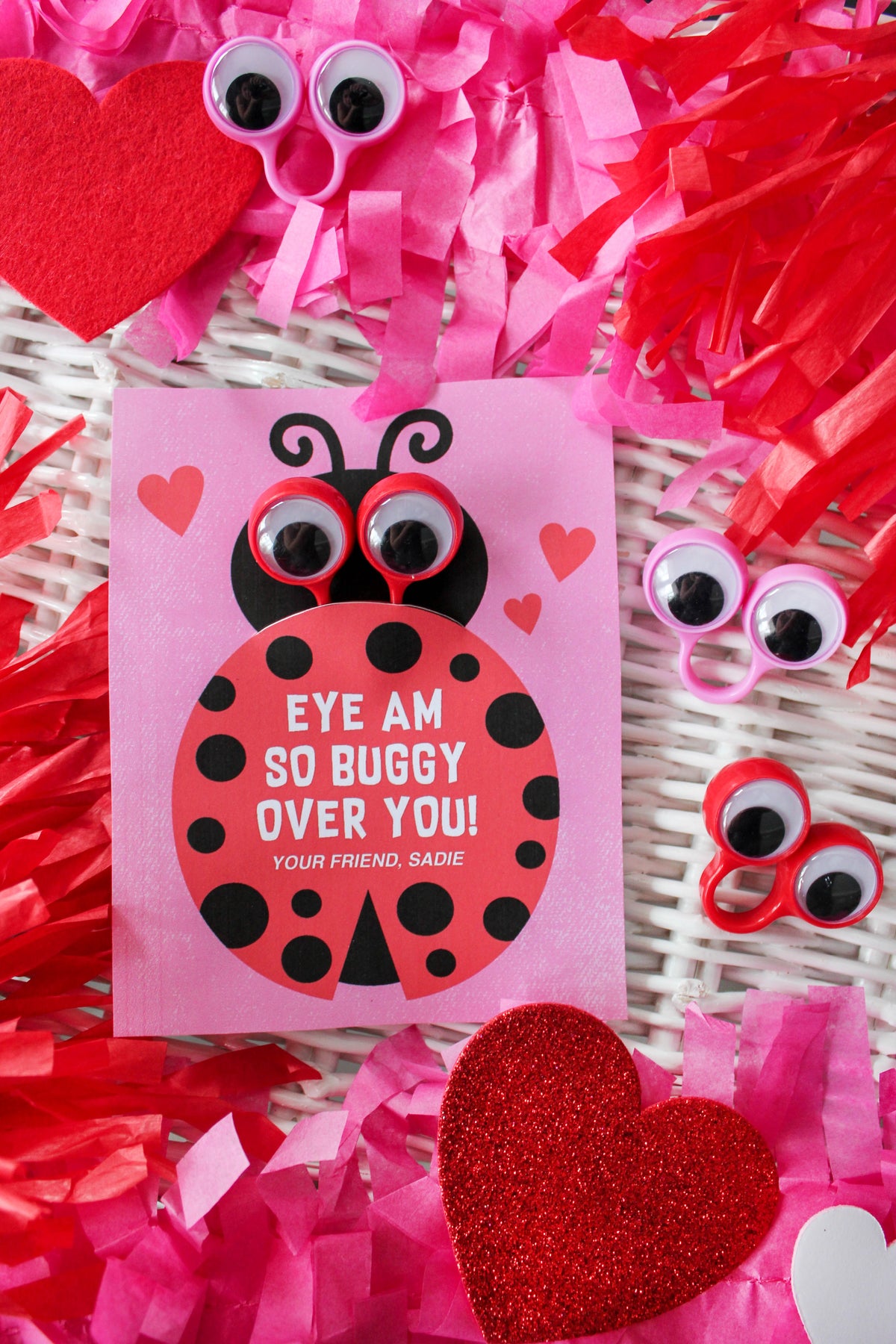 Ladybug Eyeball Finger Puppet Ring Valentine