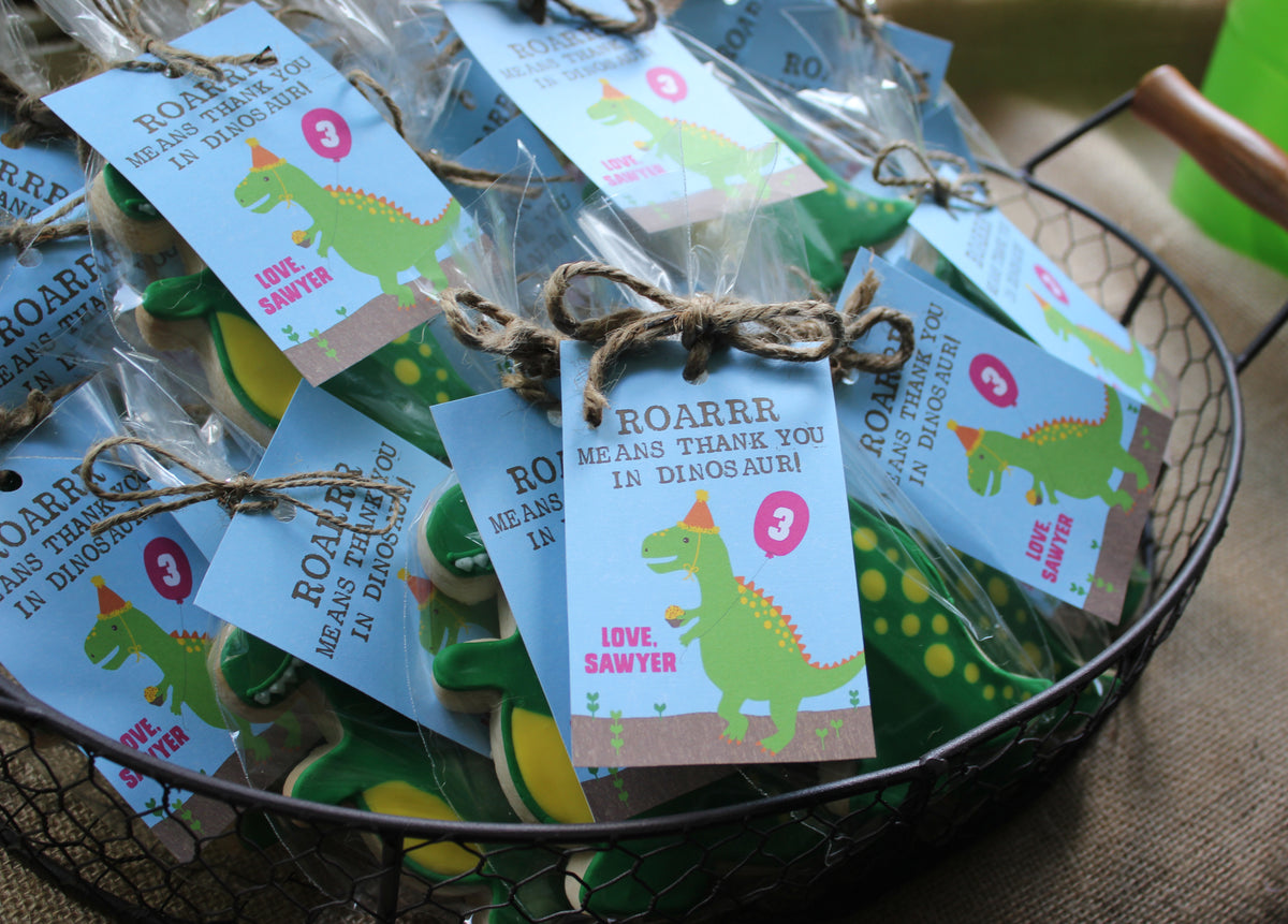 Dinosaur Party Thank You Tags and “Dig In” Silverware Tags