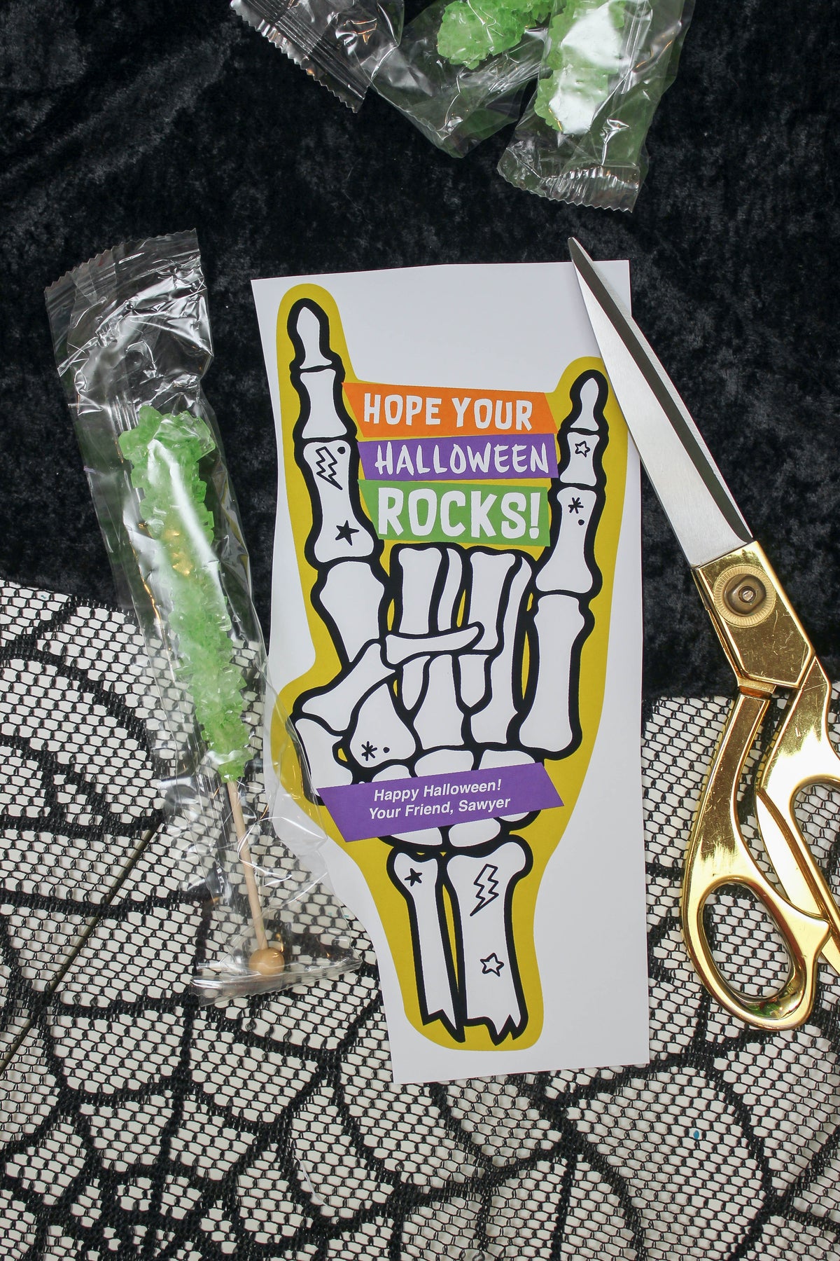 Rocker Skeleton Hand Halloween Treat