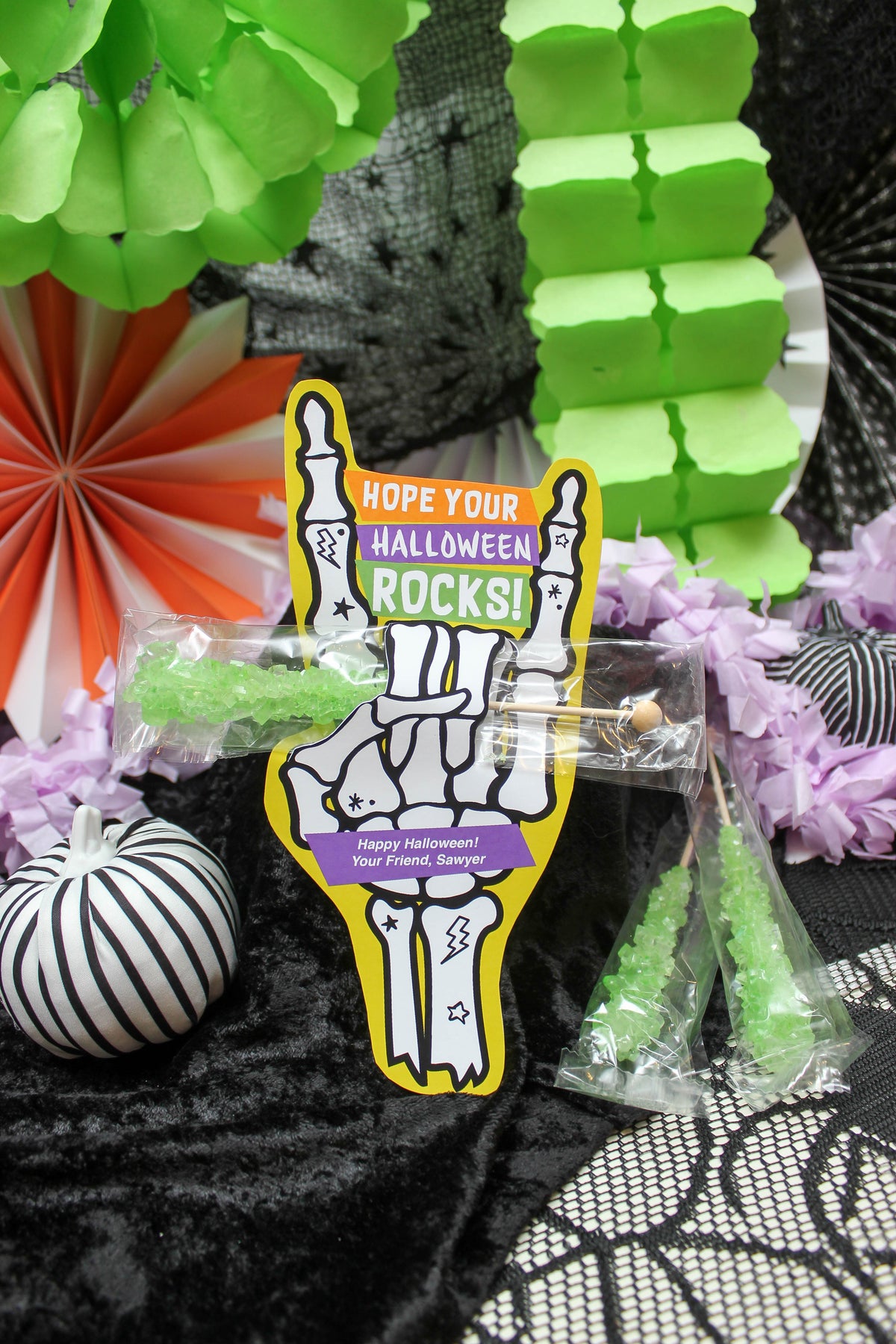 Rocker Skeleton Hand Halloween Treat