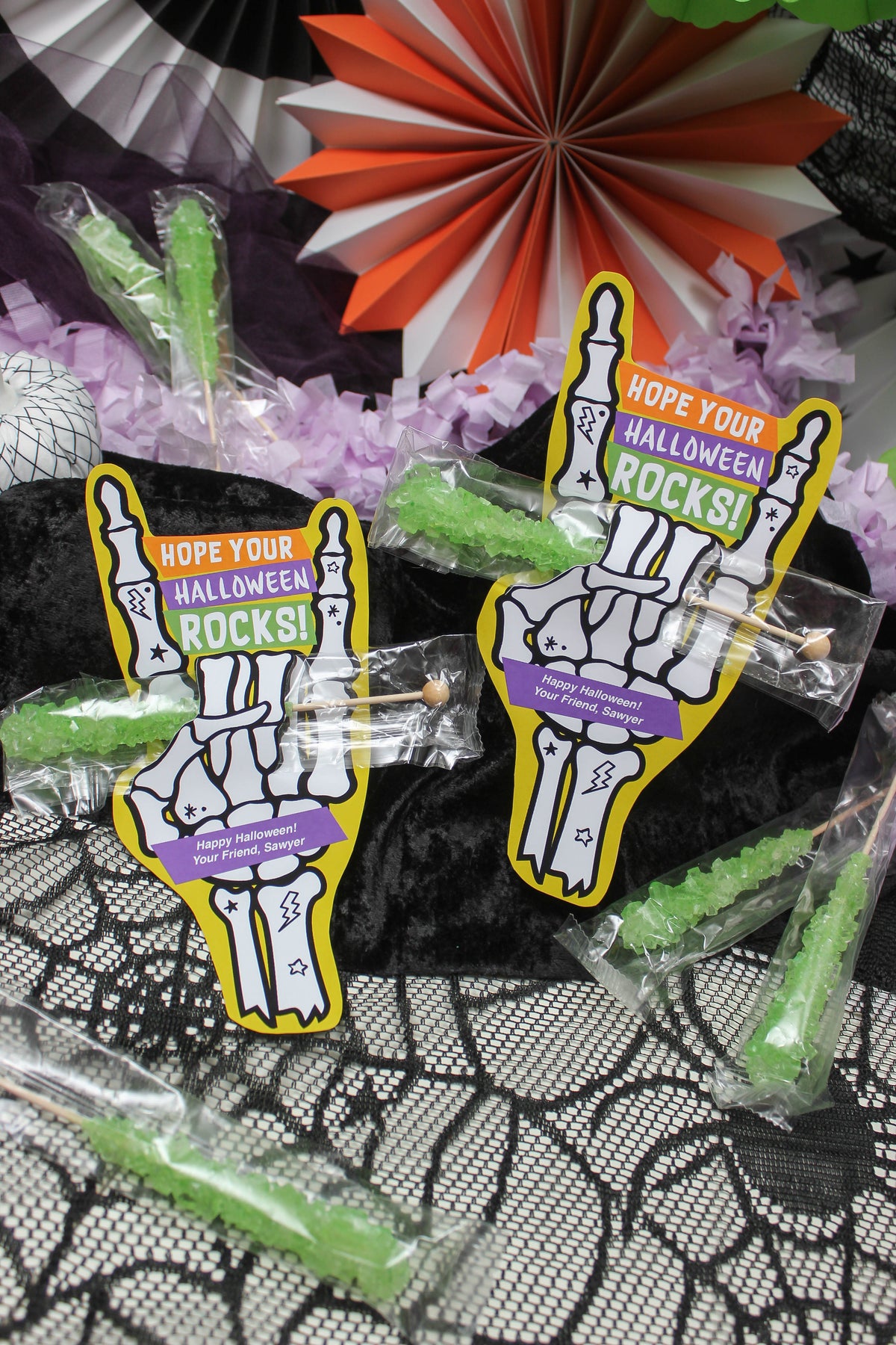 Rocker Skeleton Hand Halloween Treat