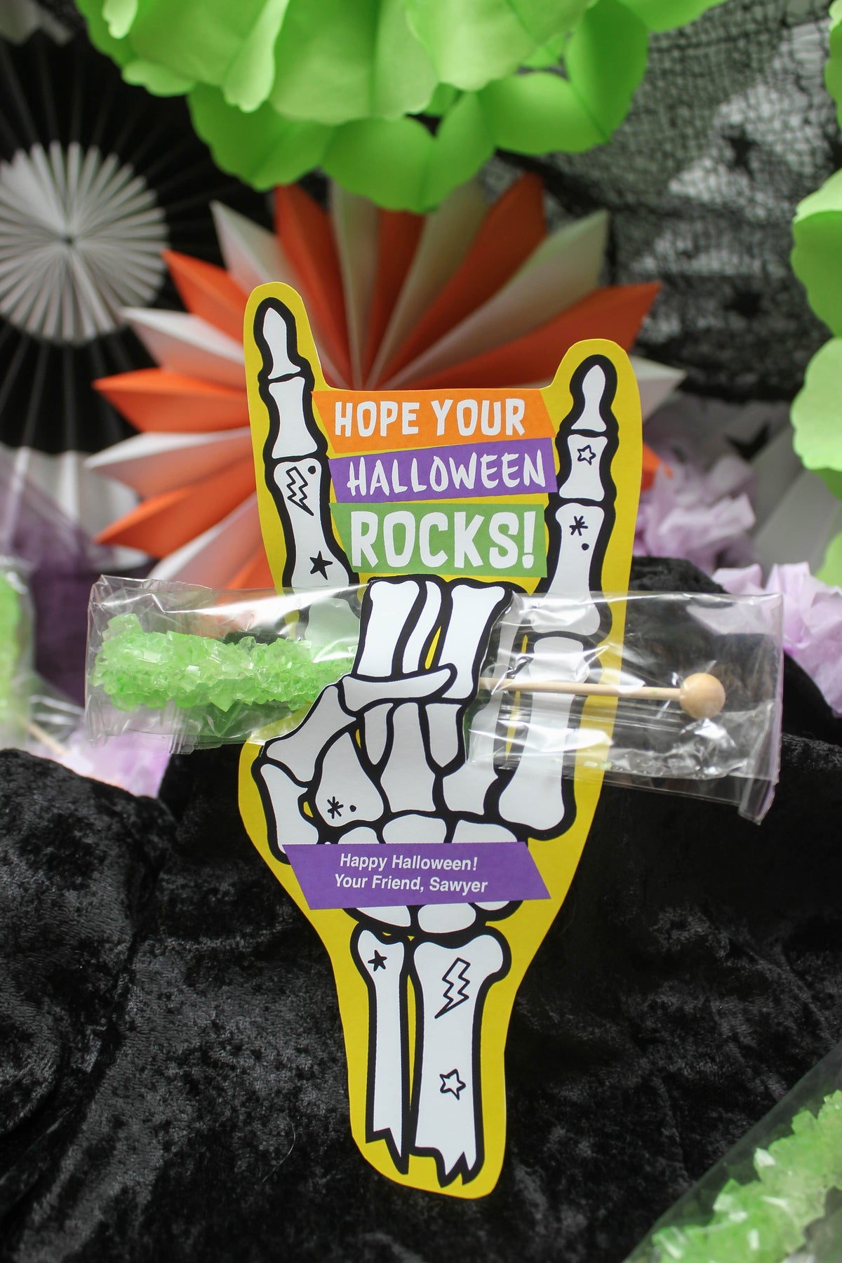 Rocker Skeleton Hand Halloween Treat