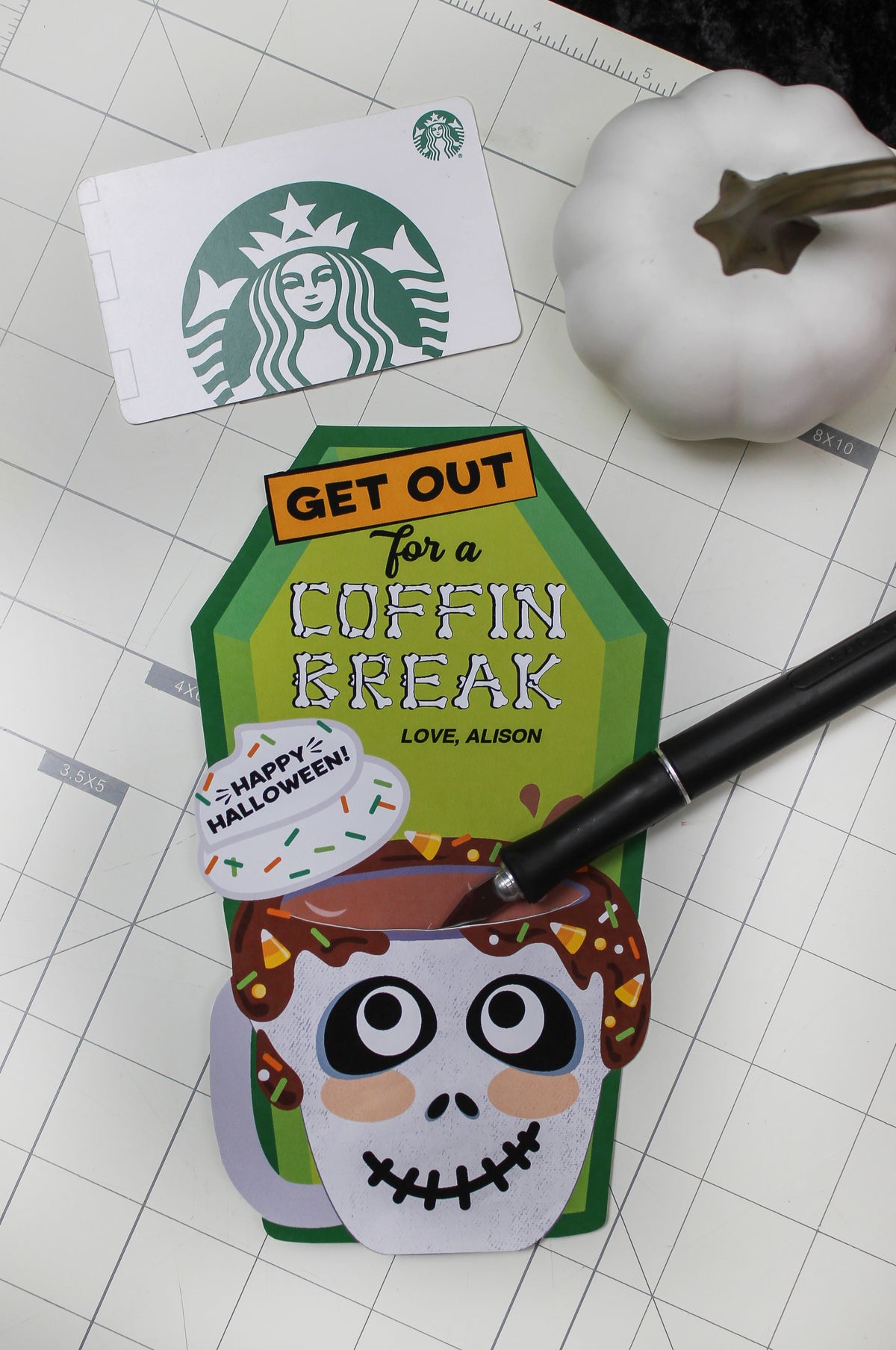 Coffin Break Halloween Coffee Gift Card Holder