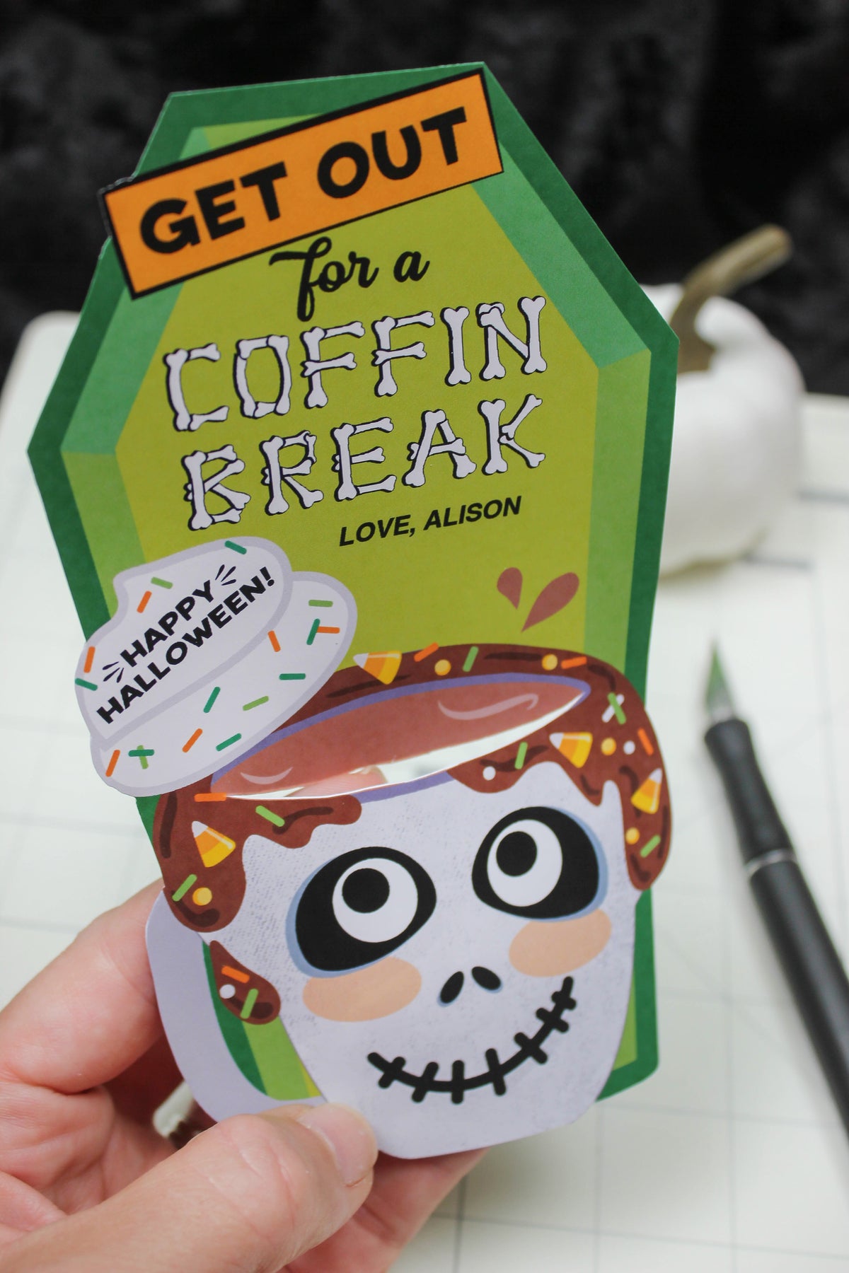 Coffin Break Halloween Coffee Gift Card Holder