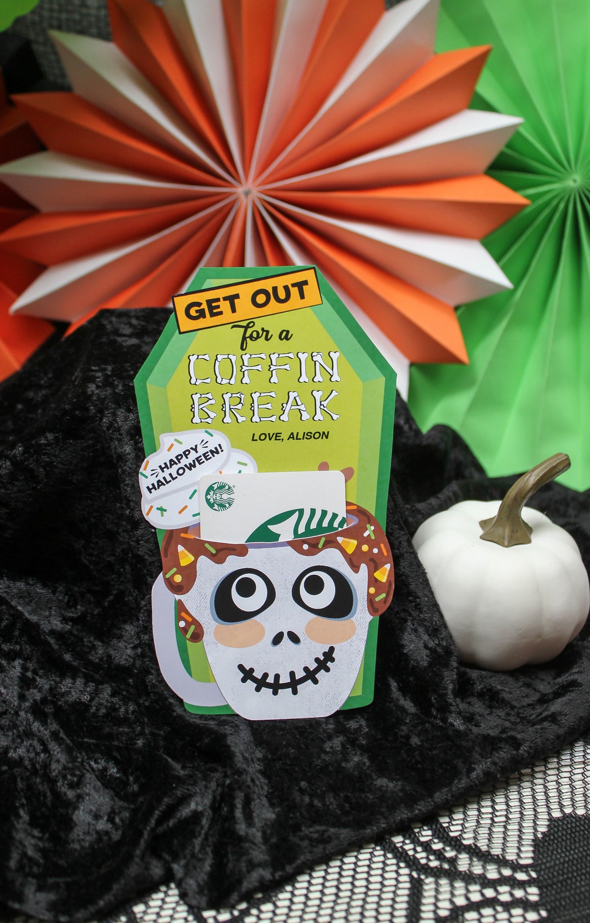 Coffin Break Halloween Coffee Gift Card Holder