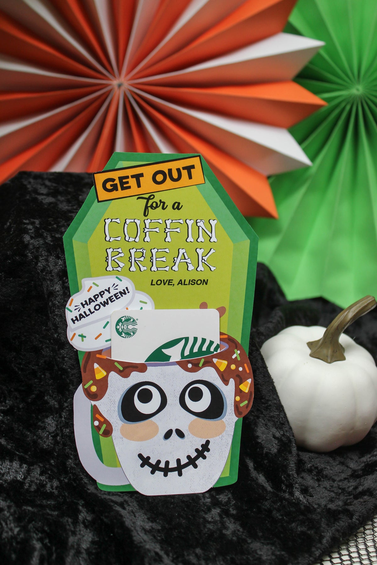 Coffin Break Halloween Coffee Gift Card Holder