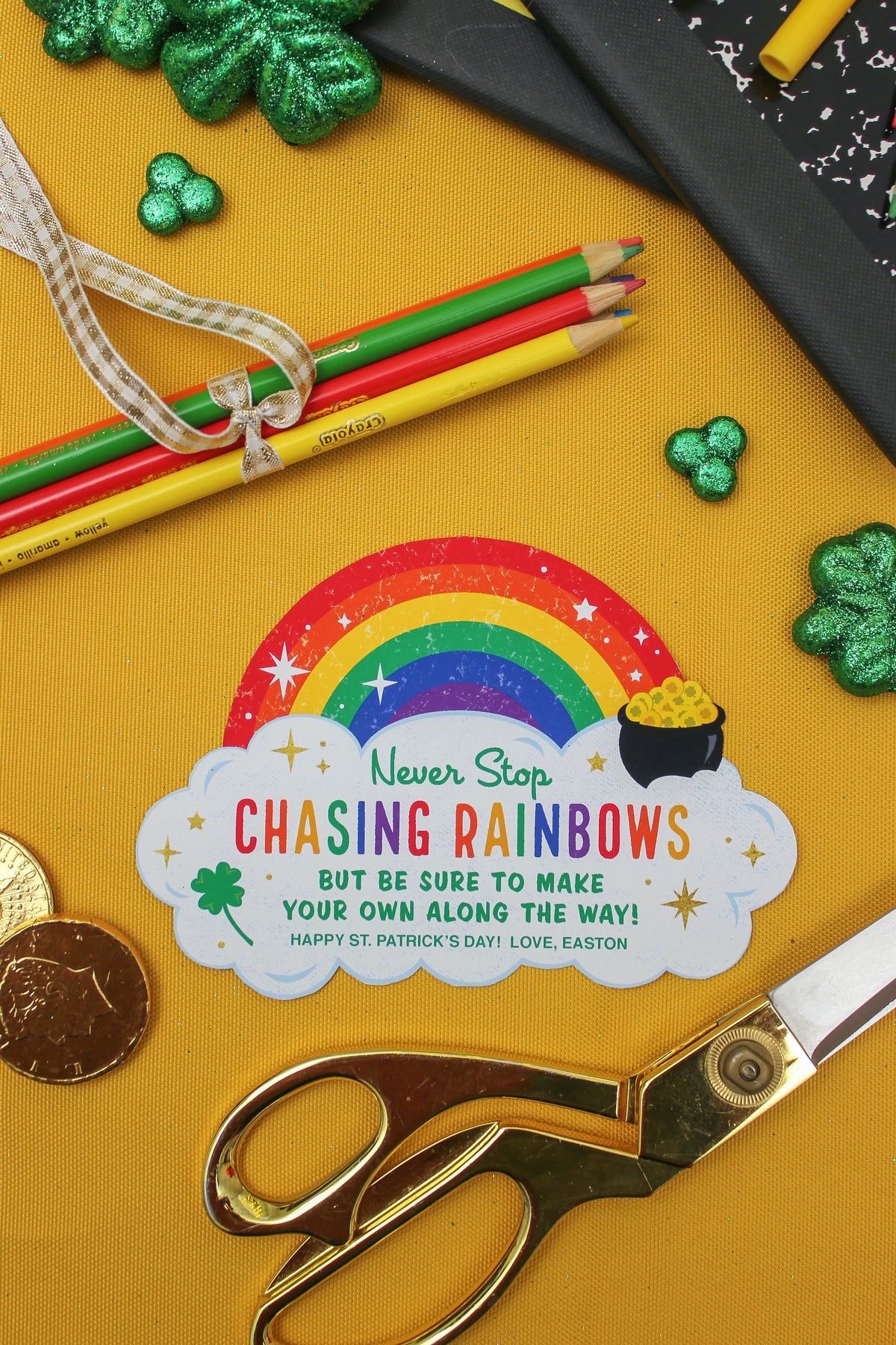 “Never Stop Chasing Rainbows” Art Supply St. Patrick's Day Gift