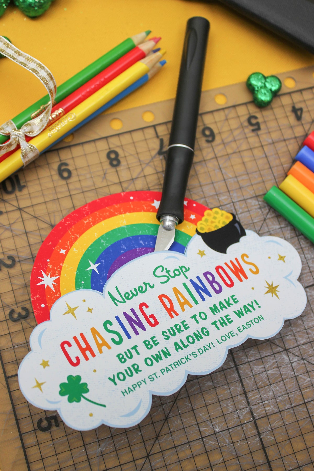 “Never Stop Chasing Rainbows” Art Supply St. Patrick's Day Gift