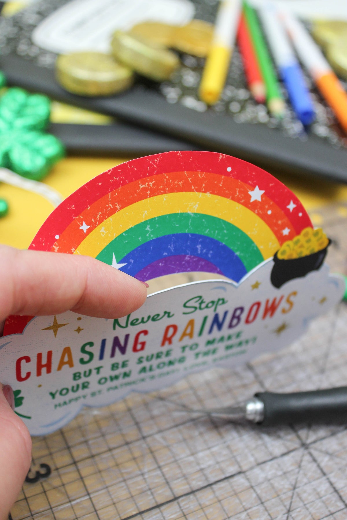 “Never Stop Chasing Rainbows” Art Supply St. Patrick's Day Gift