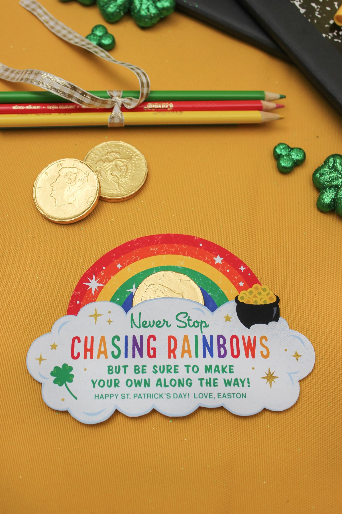 “Never Stop Chasing Rainbows” Art Supply St. Patrick's Day Gift