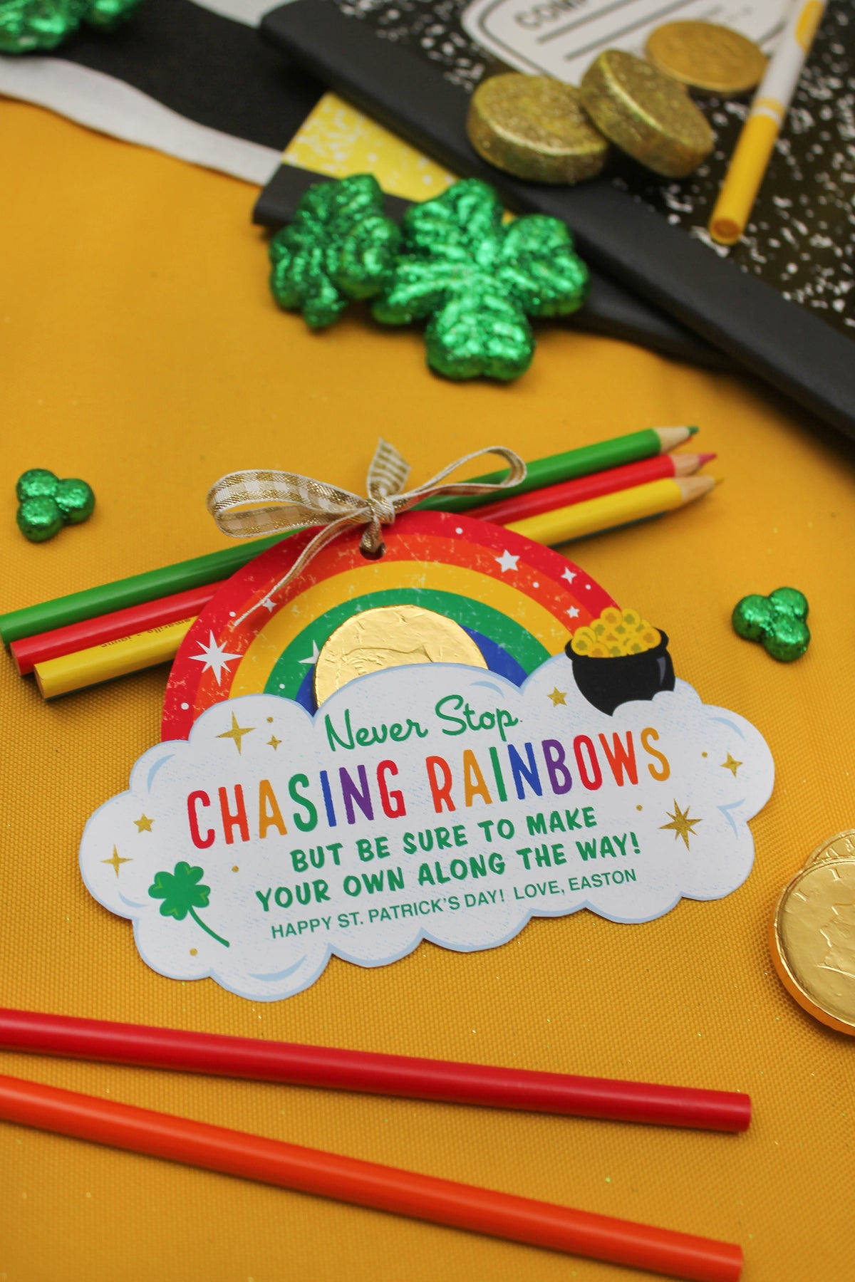 “Never Stop Chasing Rainbows” Art Supply St. Patrick's Day Gift