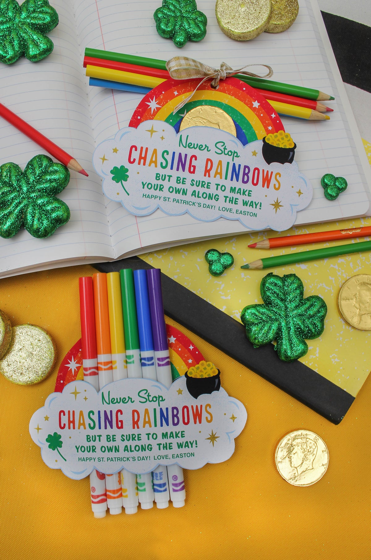 “Never Stop Chasing Rainbows” Art Supply St. Patrick's Day Gift