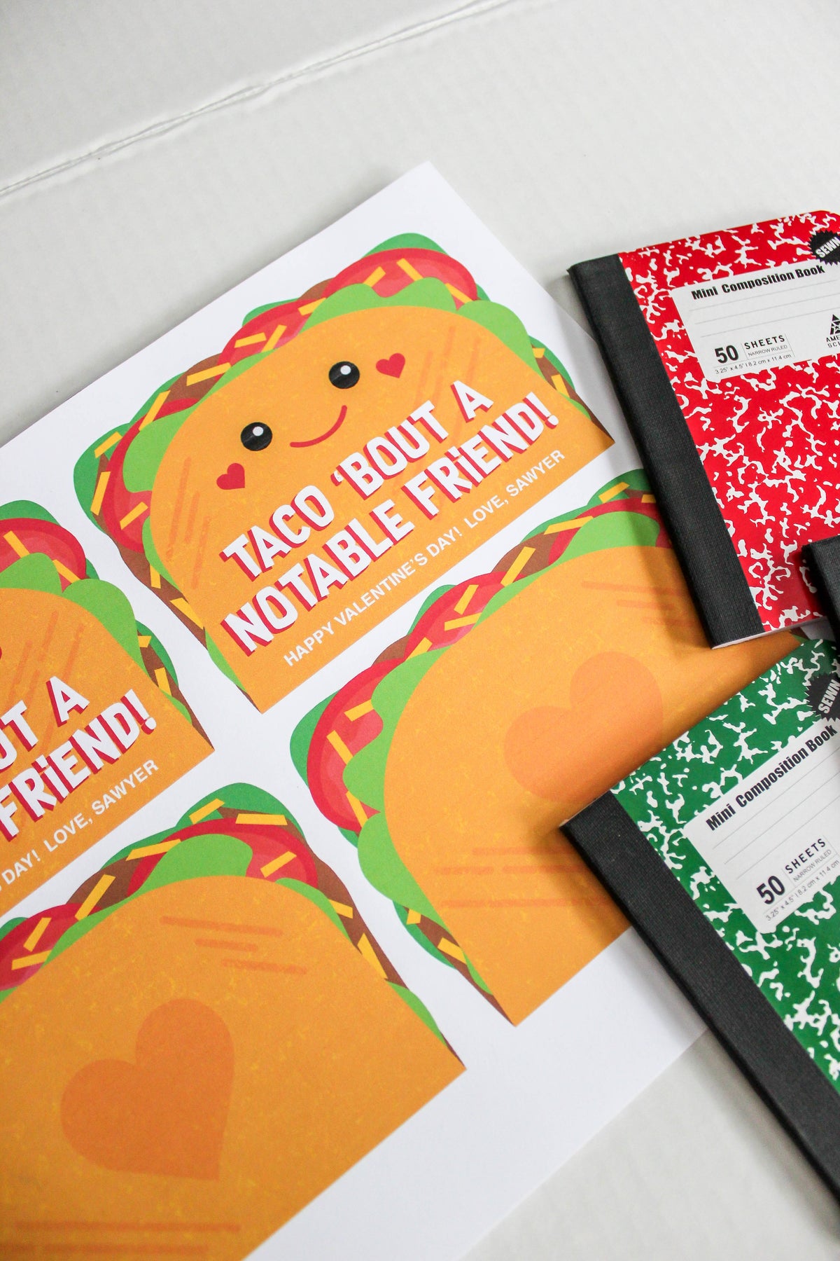 Taco Notebook Kids Valentine