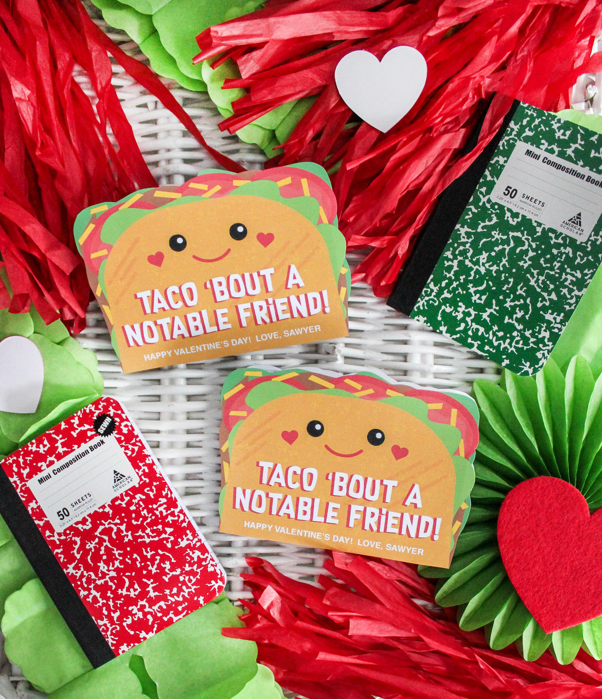 Taco Notebook Kids Valentine