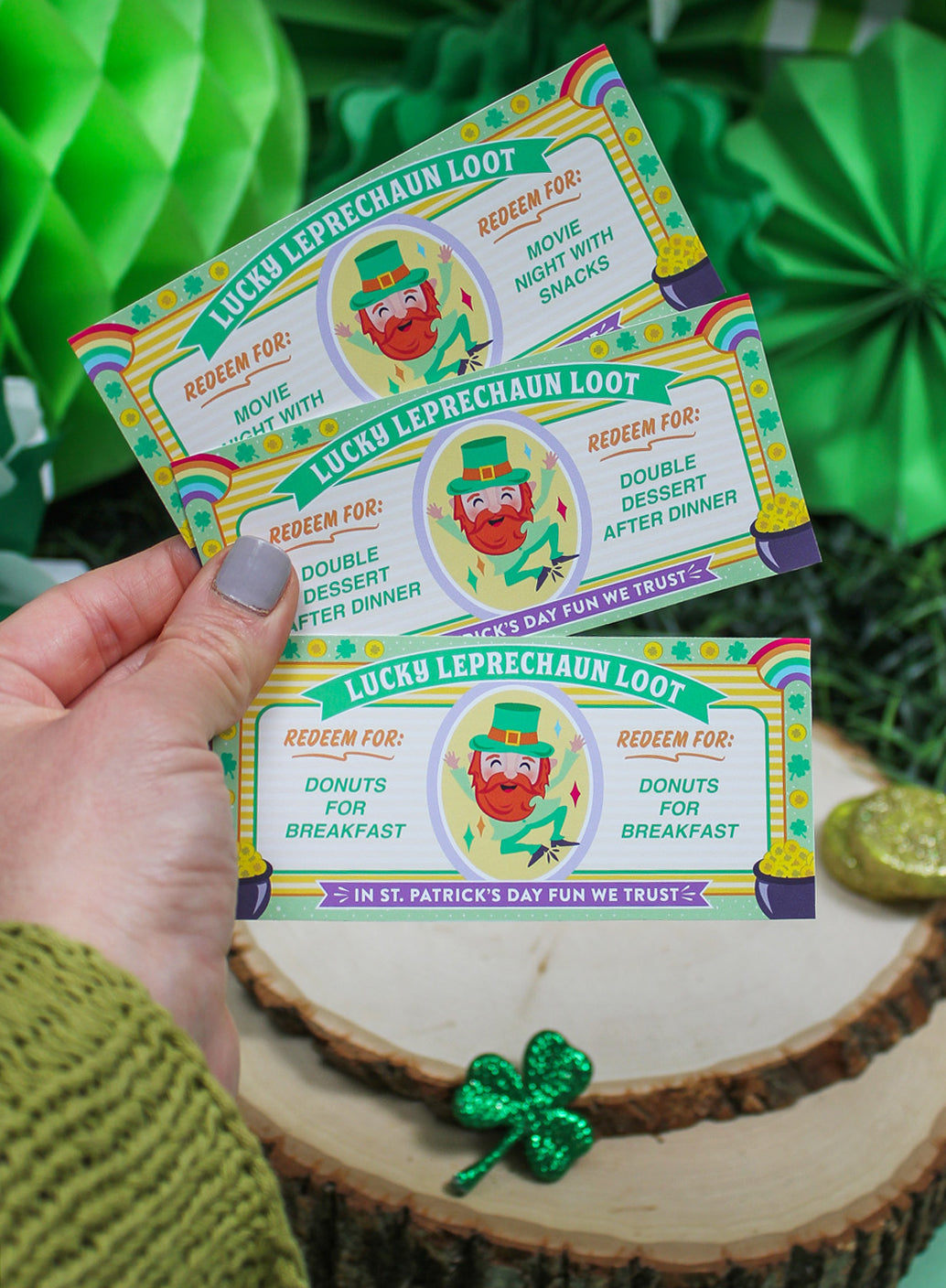 St. Patrick's Day Play Money Reward Coupons