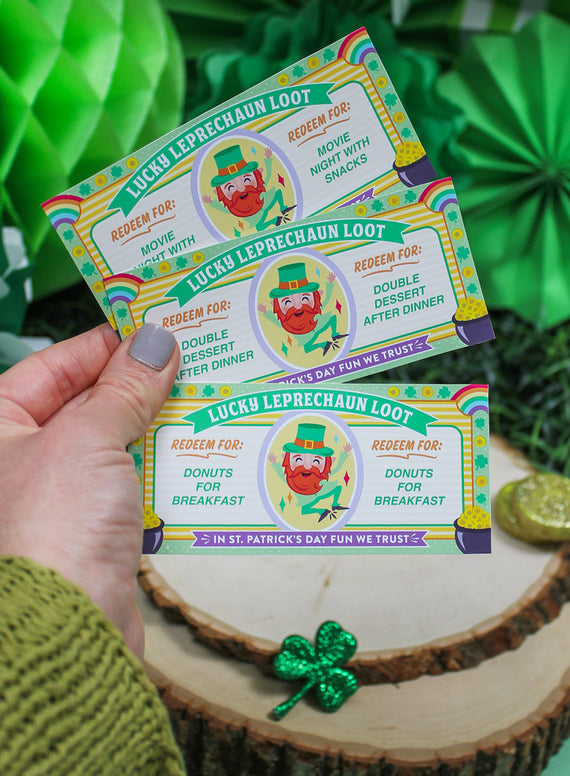 St. Patrick's Day Play Money Reward Coupons