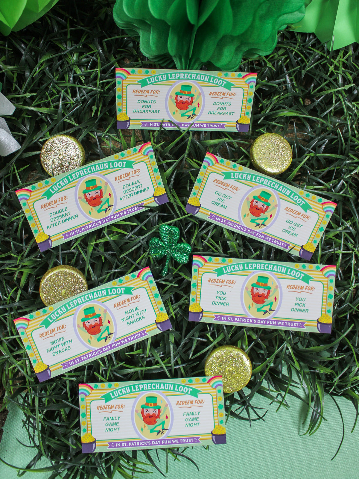 St. Patrick's Day Play Money Reward Coupons