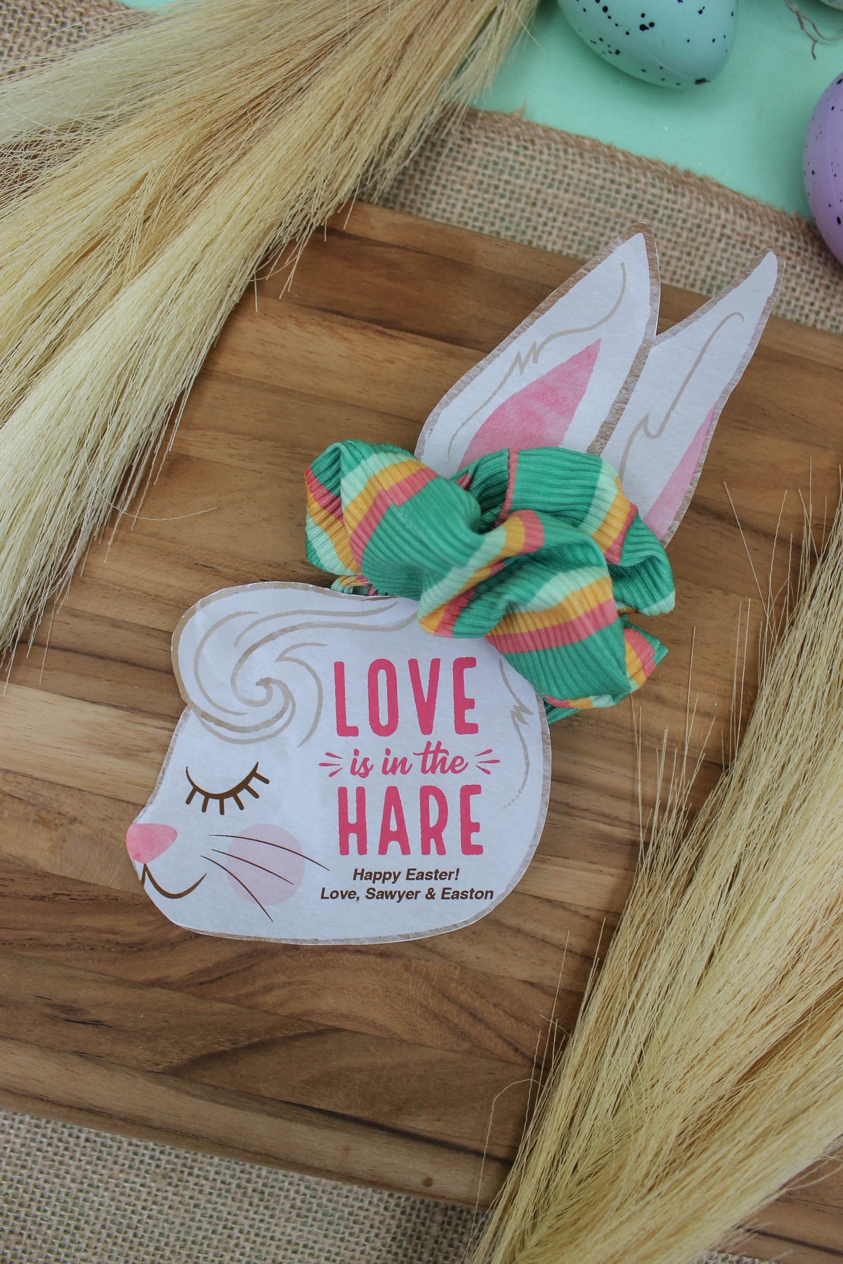 "Love is in the Hare” Easter Hair Scrunchie Gift