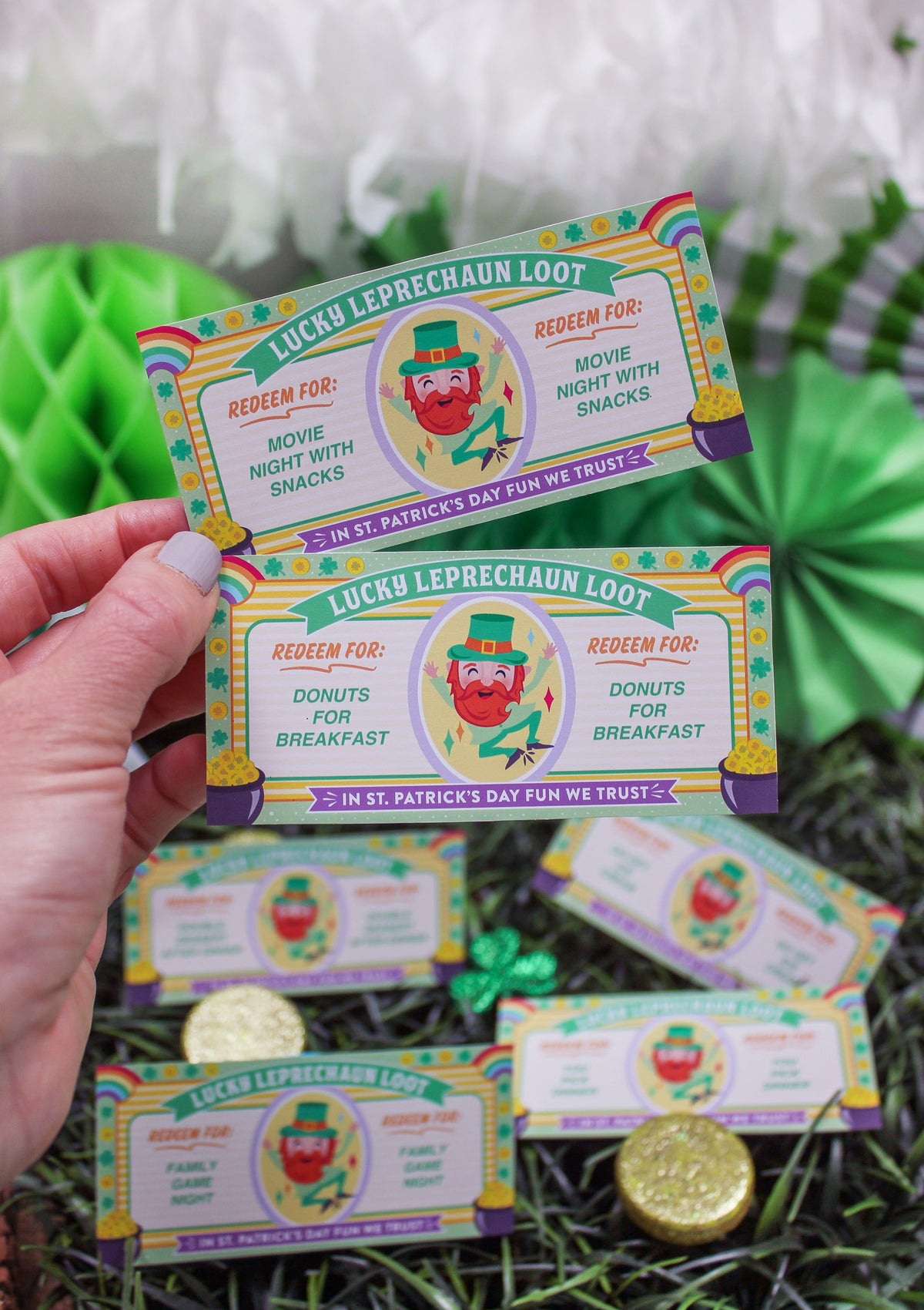 St. Patrick's Day Play Money Reward Coupons