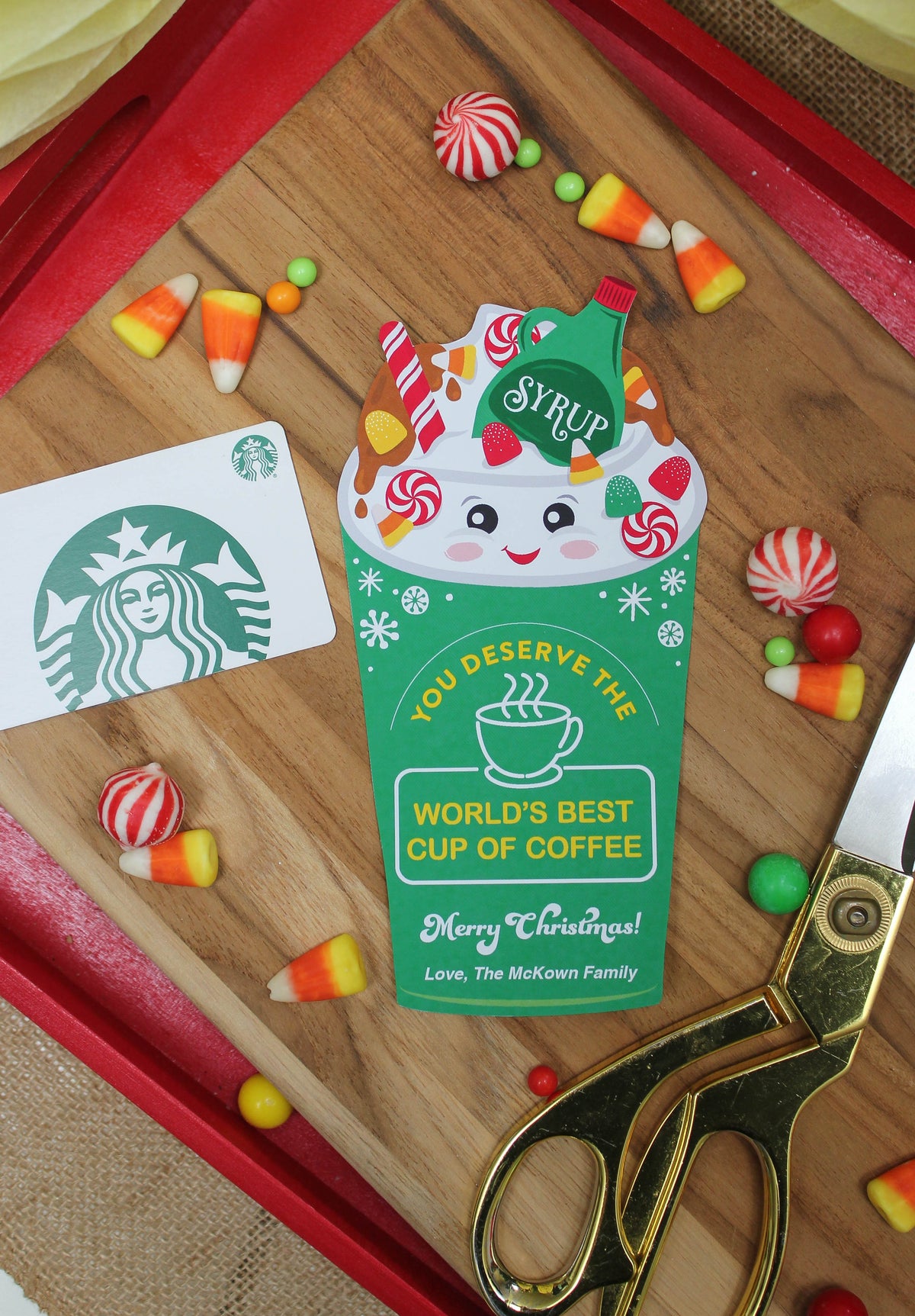 “World's Best Cup of Coffee” Christmas Coffee Gift Card Holder