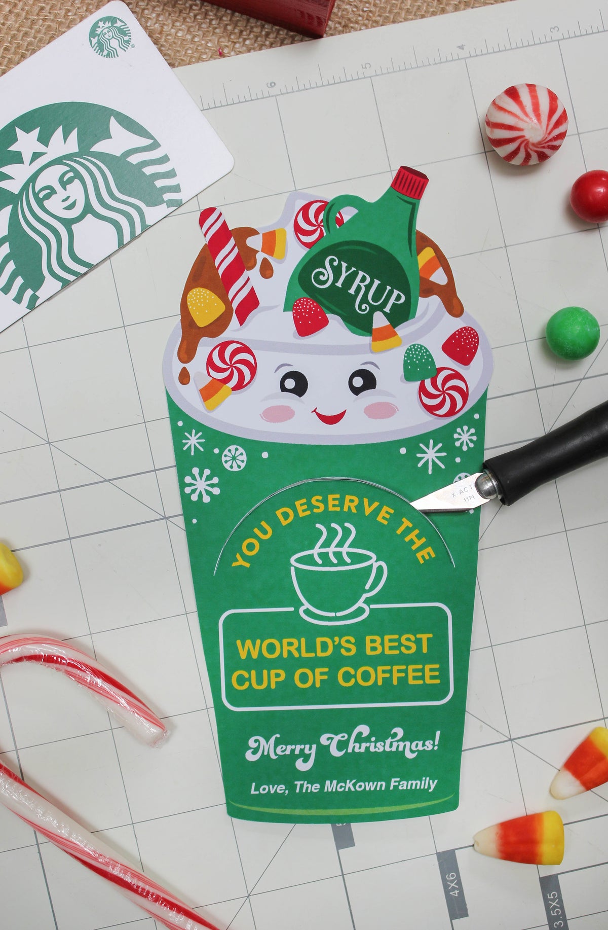 “World's Best Cup of Coffee” Christmas Coffee Gift Card Holder