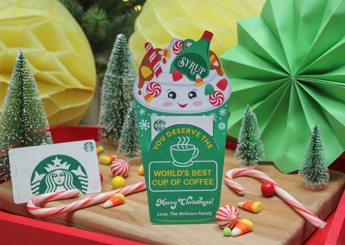 “World's Best Cup of Coffee” Christmas Coffee Gift Card Holder