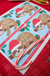 Santa Sloth Christmas Candy Cane Holder